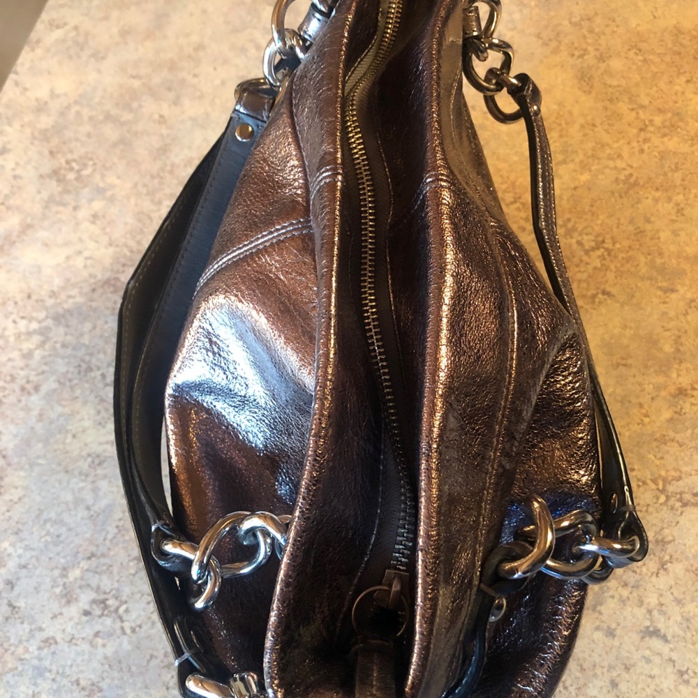Coach Brooke Metallic Pewter Slouch Hobo Bag barely used - Picture 2 of 10